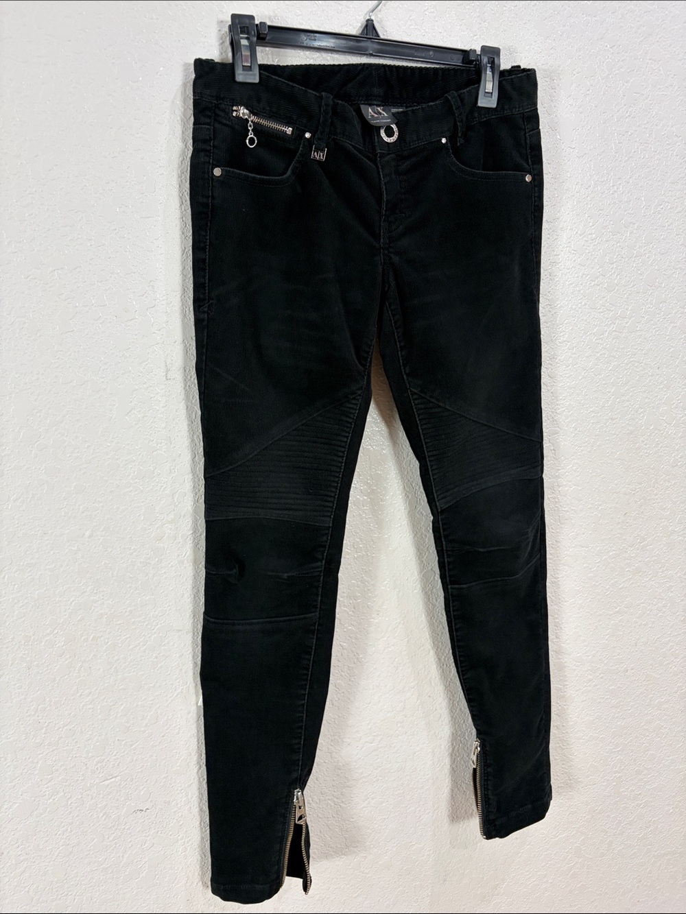 Armani Exchange,Black Women’s Moto Skinny Corduroy,Size 4. - Picture 5 of 17